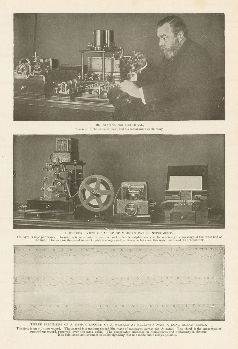 ALEXANDER MUIRHEAD Cable duplex & relay. INSTRUMENTS. MESSAGE SIPHON RECORD 1907